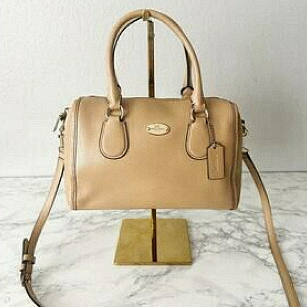 Coach Designer Tan Bennett Crossgrain Leather Crossbody Purse Handbag